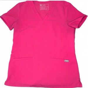 FIGS Technical Collection Scrub Top XS Shocking Pink